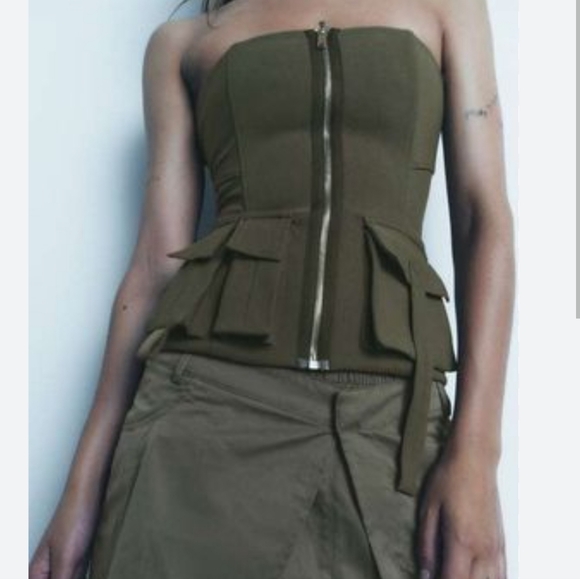 ZARA STRAPLESS TOP WITH POCKETS SIZE M- NWT - Picture 4 of 9